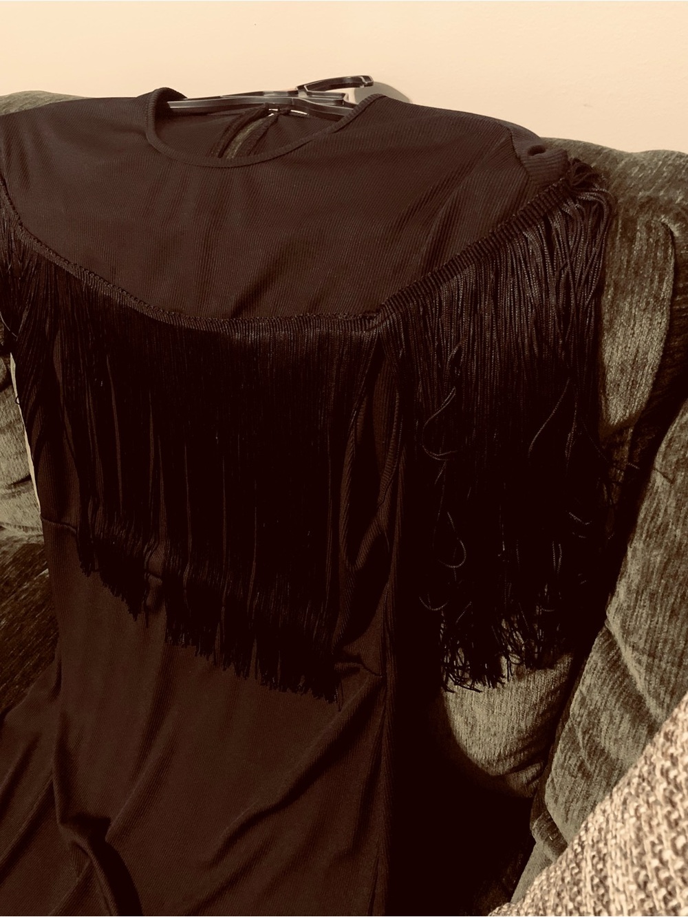 NWOT Women’s Black Fringe Short Sleeve Dress - Picture 4 of 9